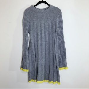 Anthropologie Yellow Trim A-Line Sweater Dress
